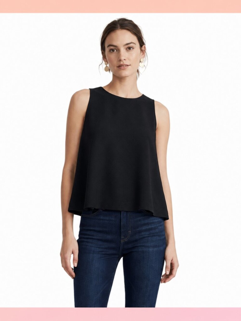 Madewell Sleeveless Black Textured Crepe Split Back Blouse XXS